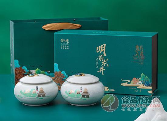 獅井牌明前龍井茶價格，國風山水禮盒，傳承千年文化經典