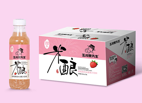 玉川果先生果肉米露果汁饮料新品上市，原果清香，鲜甜多汁