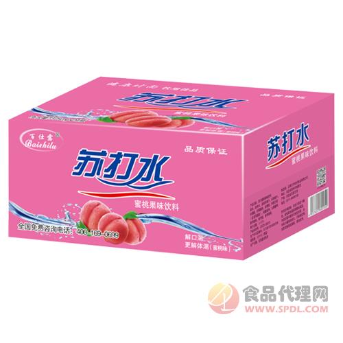 百仕露苏打水蜜桃果味饮料板盒