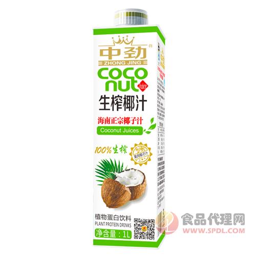 中劲生榨椰汁植物蛋白饮料方盒1L