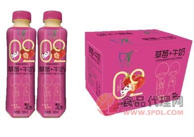 玉潸草莓+牛奶乳味饮料500ml（箱）