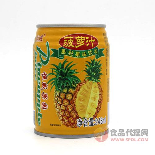 恒威菠萝汁果粒果味饮料248ml