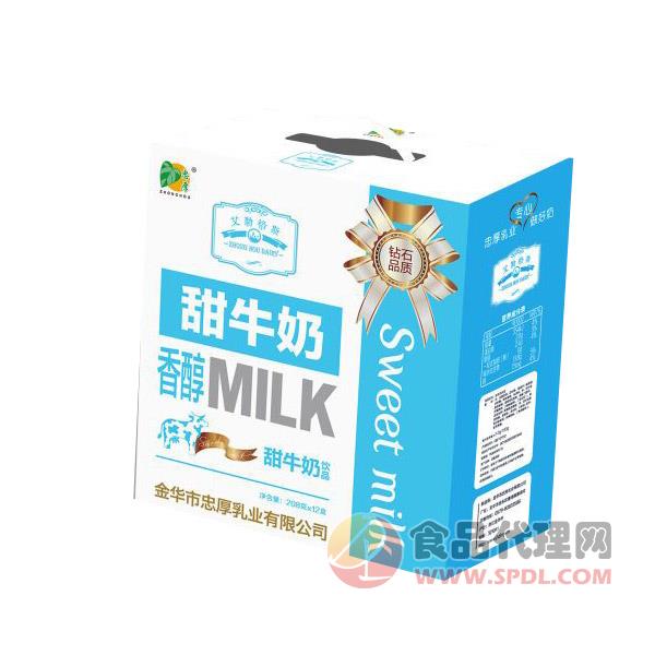 忠厚香醇甜牛奶饮品208gx12盒