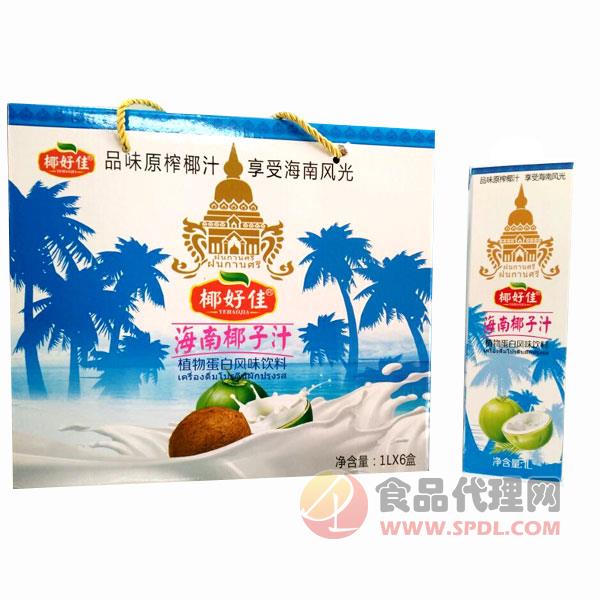椰好佳海南椰子汁植物蛋白饮料1L×6盒