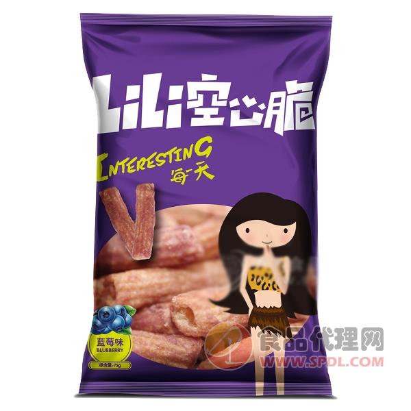 LiLi空心脆 蓝莓味 膨化食品 75g