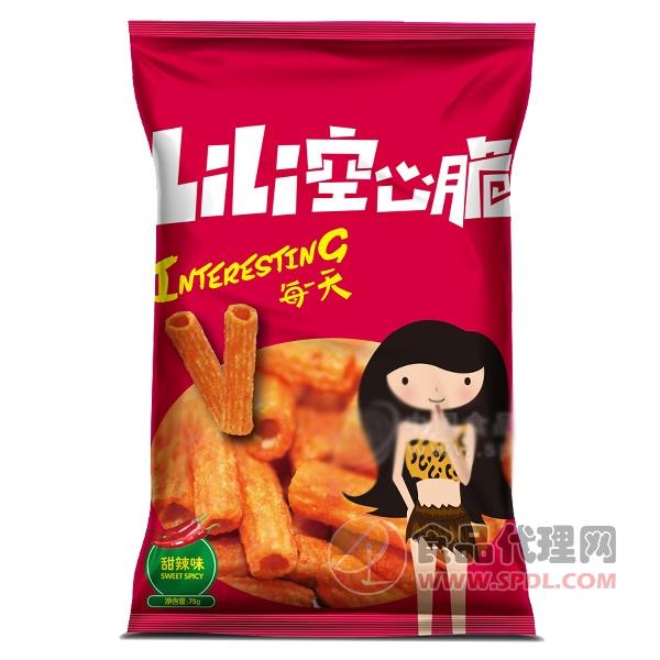 LiLi空心脆 甜辣味 膨化食品 75g