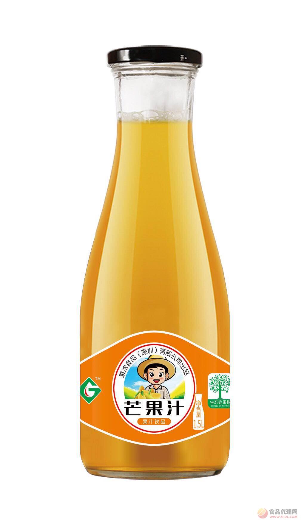 果浓玻璃瓶芒果汁1.5L