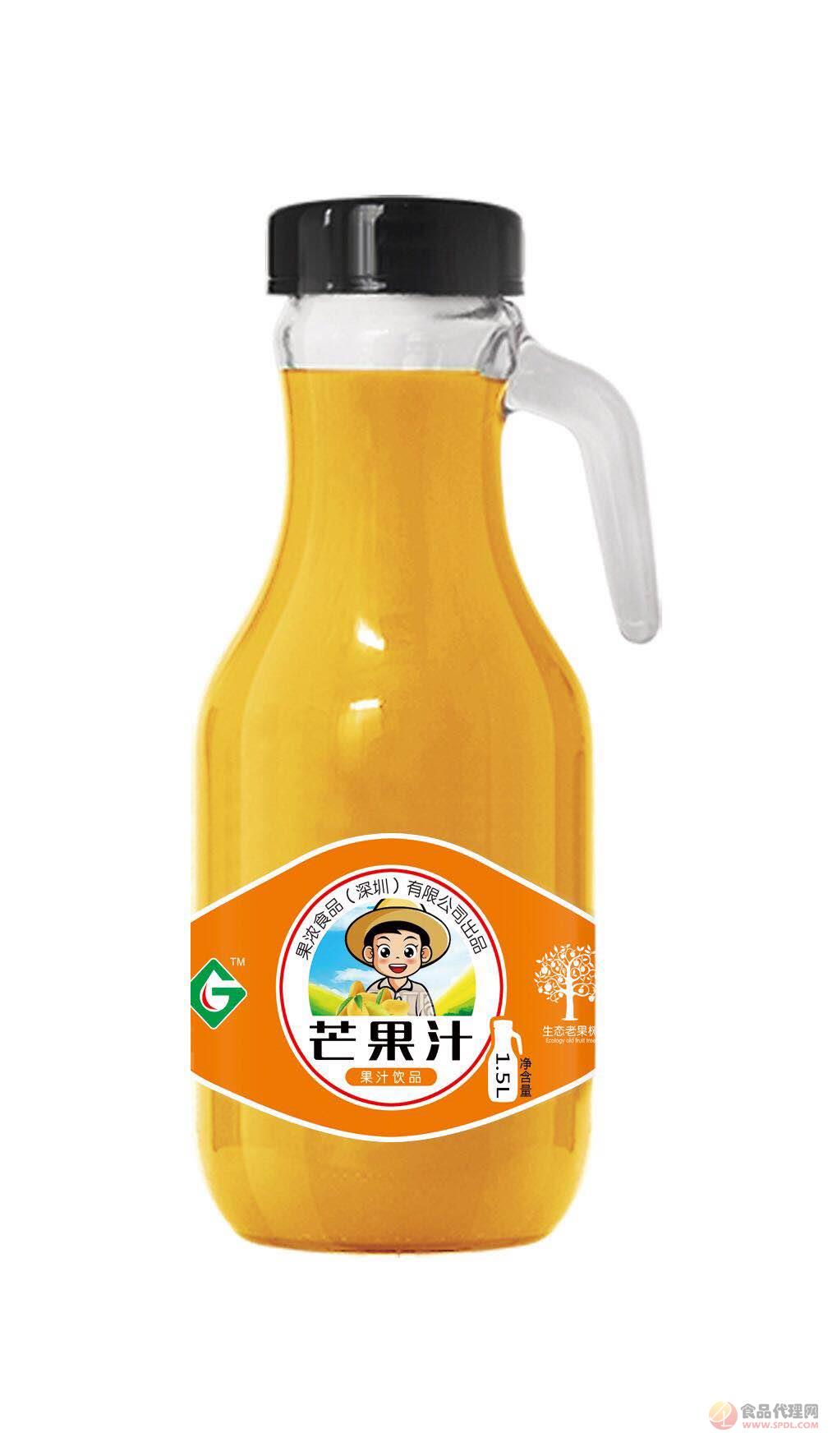 果浓手柄玻璃瓶芒果汁1.5L