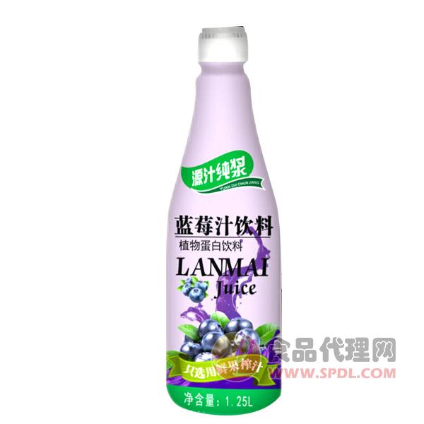 源汁纯浆蓝莓汁饮料1.25L