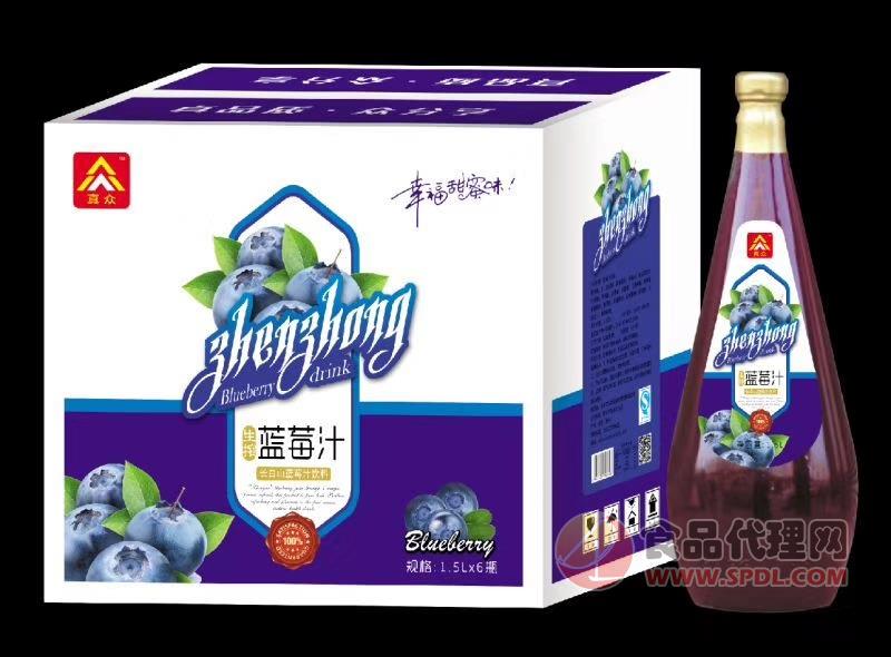 真众蓝莓汁果汁饮料1.5lX6瓶