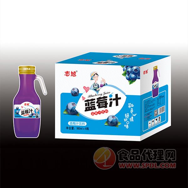 志旭蓝莓汁果汁饮料980mlx6瓶