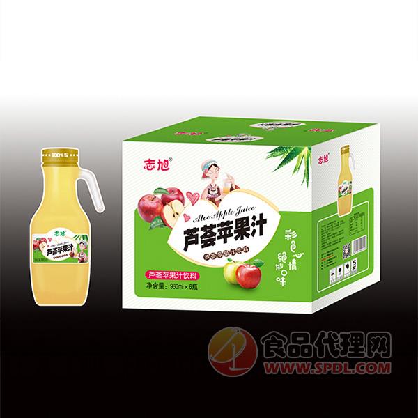 志旭芦荟苹果汁果汁饮料980mlx6瓶