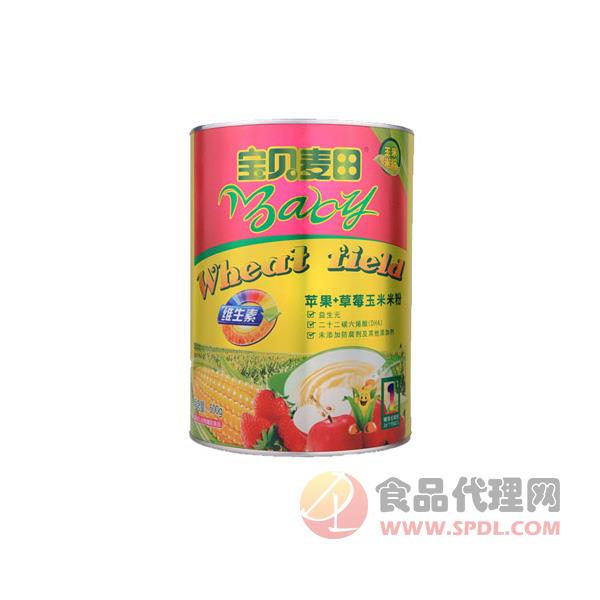 宝贝麦田苹果+草莓玉米米粉1段罐装