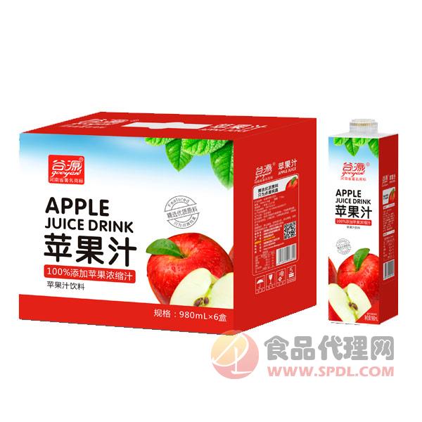 谷源苹果汁饮料980mlx6盒