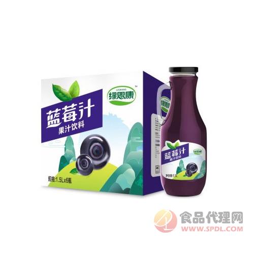 绿思康蓝莓汁果汁饮料1.5LX6