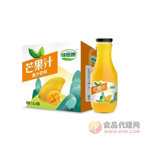 绿思康芒果汁果汁饮料1.5LX6