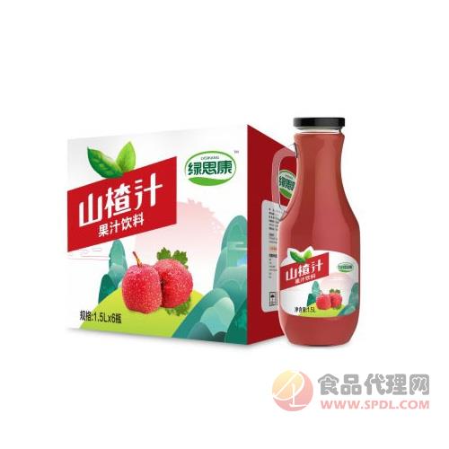 绿思康山楂汁果汁饮料1.5LX6