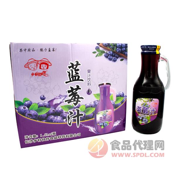 乡村伙伴蓝莓汁饮料1.5Lx6瓶