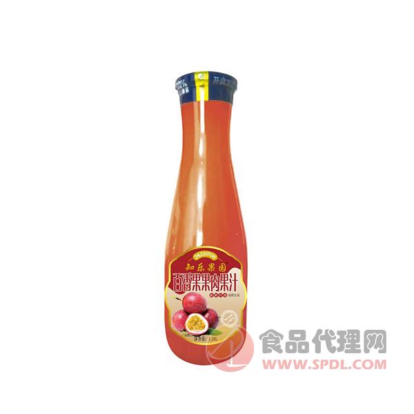 知乐果园乳酸菌百香果果肉果汁1.28L