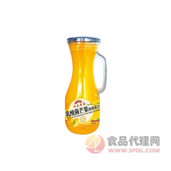 知乐果园乳酸菌芒果果肉果汁瓶装