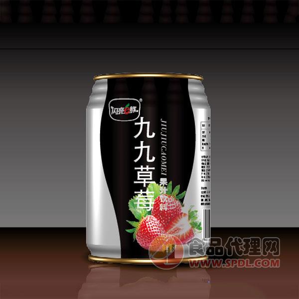 闪亮e族九九草莓果汁饮料罐装