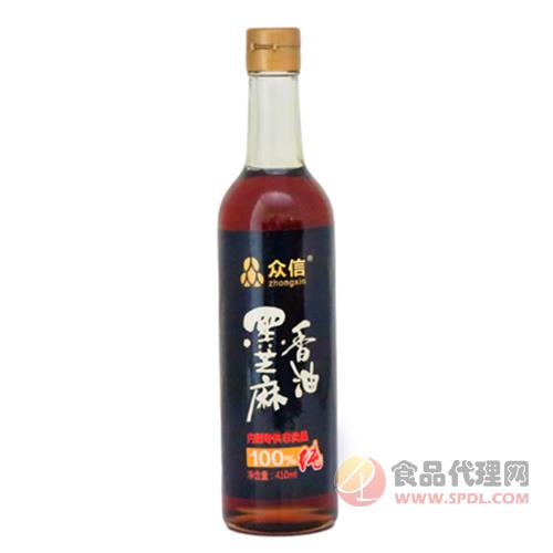 众信纯黑芝麻小磨香油410ml