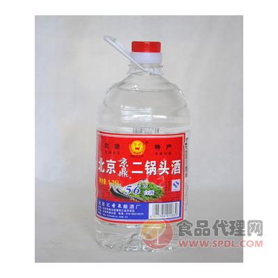 北京京鼎56度方桶二锅头酒1.75L