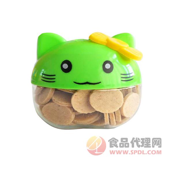 吉牯利山楂片食品绿色小猫罐装