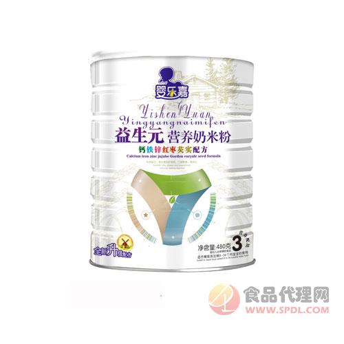 婴乐嘉益生元钙铁锌红枣芡实营养奶米粉3段480g