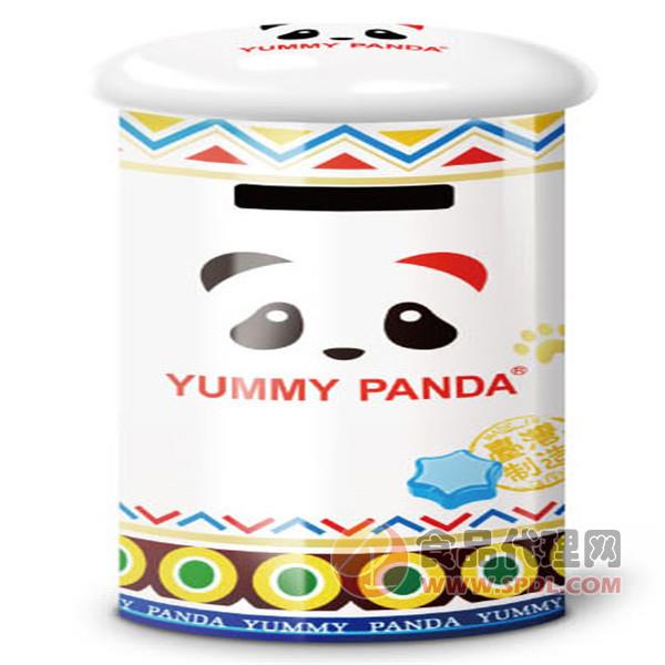雅米熊猫原装进口水果糖零钱罐90g