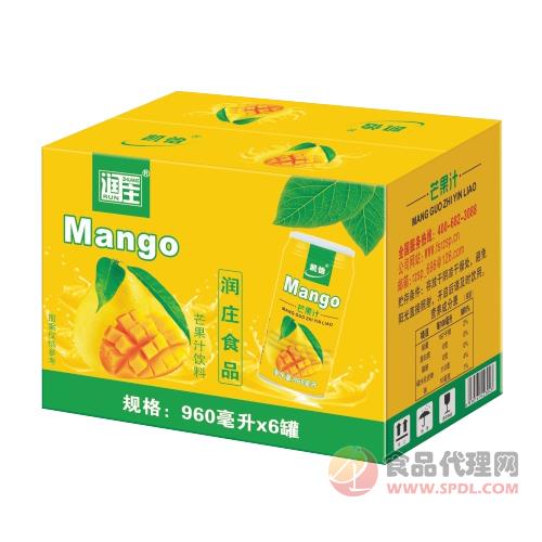润庄芒果汁饮料960mlx6罐