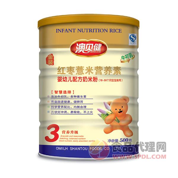 澳贝健红枣薏米营养素婴幼儿配方奶米粉500g