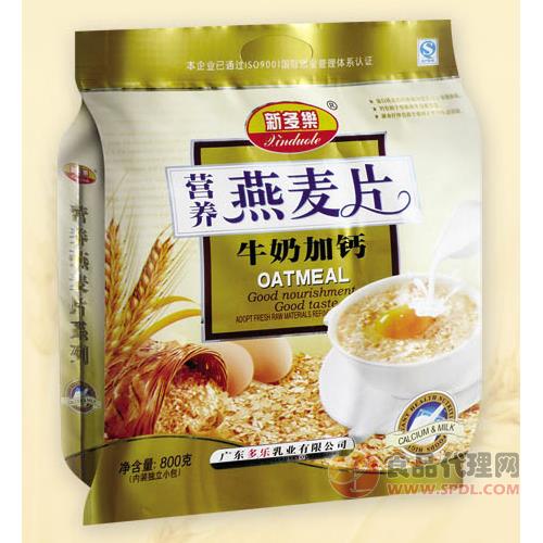 新多乐牛奶加钙营养燕麦片800g