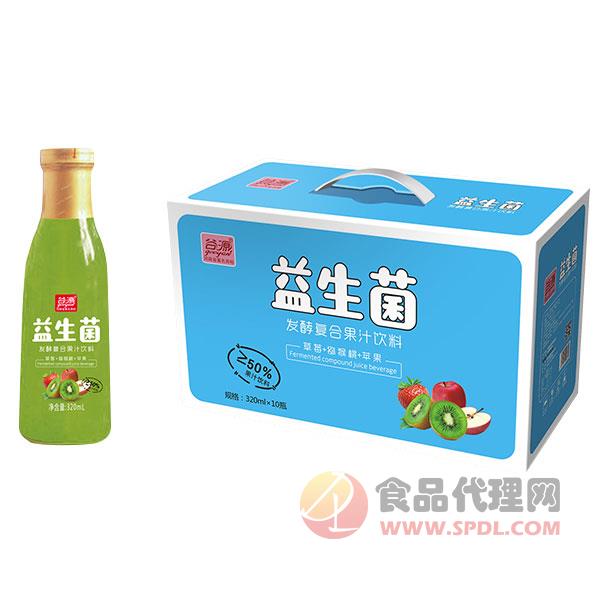 谷源益生菌发酵复合果汁饮料草莓+猕猴桃+苹果320mlx10瓶