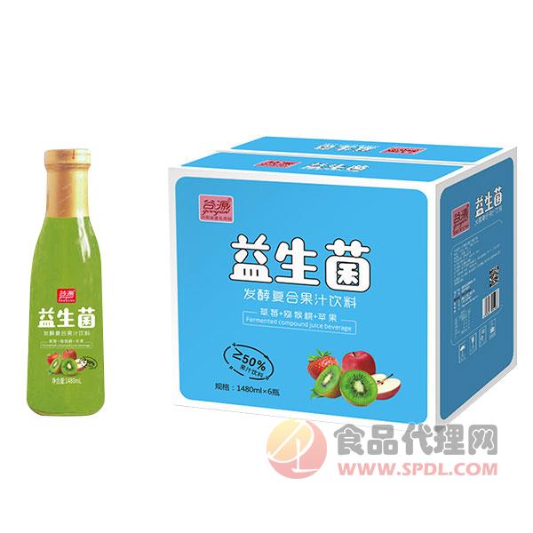 谷源益生菌发酵复合果汁饮料草莓+猕猴桃+苹果1480mlx6瓶