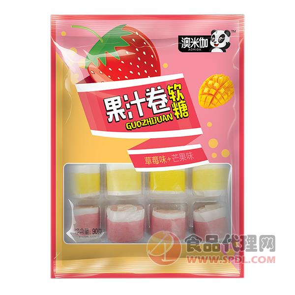 澳米伽果汁卷软糖芒果味+草莓味90g
