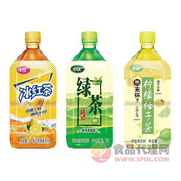 中仸冰红茶绿茶柠檬柚子茶1L