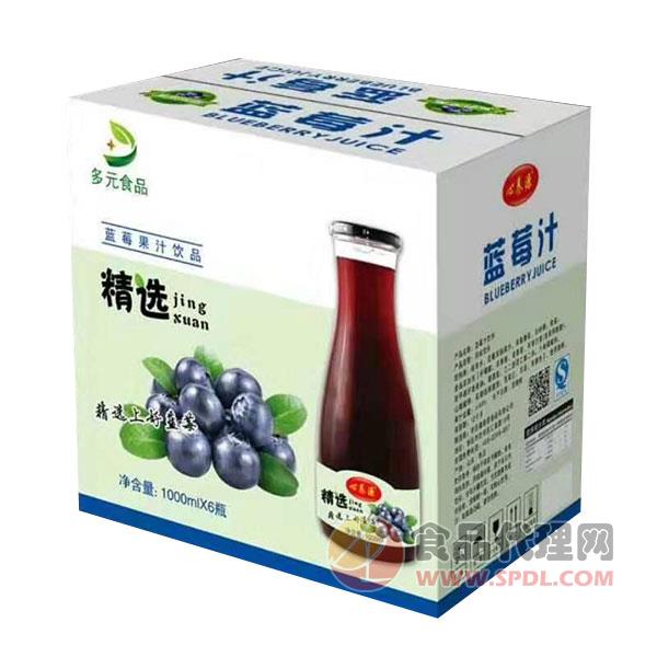 多元蓝莓汁饮料1000mlx8瓶