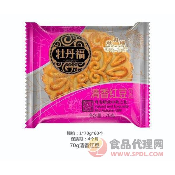 牡丹福清香红豆月饼70g