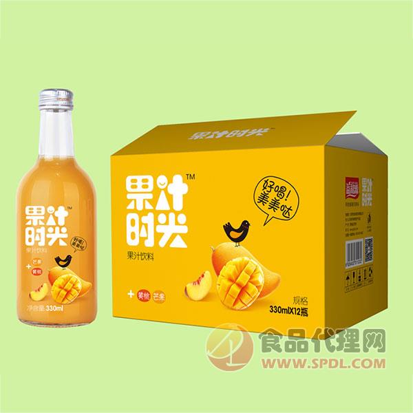 果汁时光黄桃芒果汁饮料330mlx12瓶