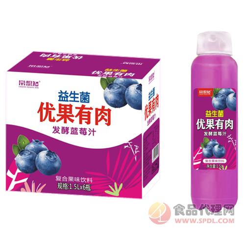 常想知益生菌优果有肉发酵蓝莓汁复合果味饮料1.5Lx6瓶