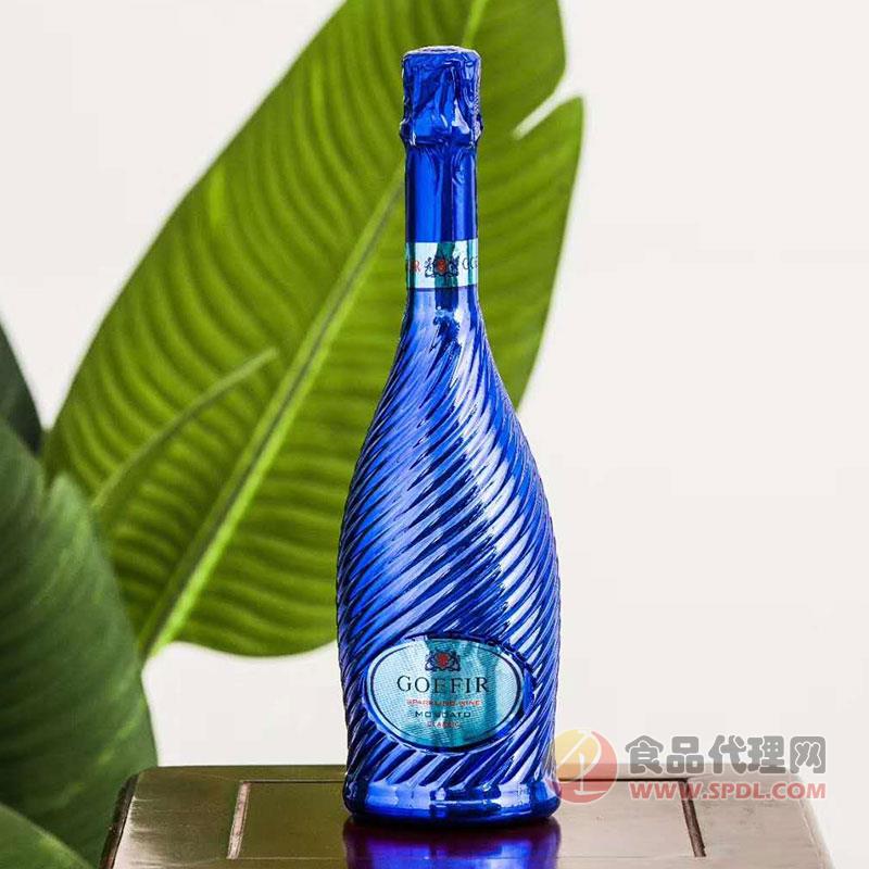 螺纹旋转气泡酒蓝瓶