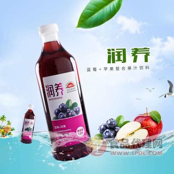 润养蓝莓+苹果汁饮料1.25L