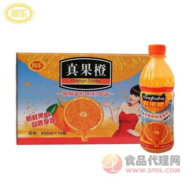 闻乐真果橙橙汁饮料450mlx15瓶