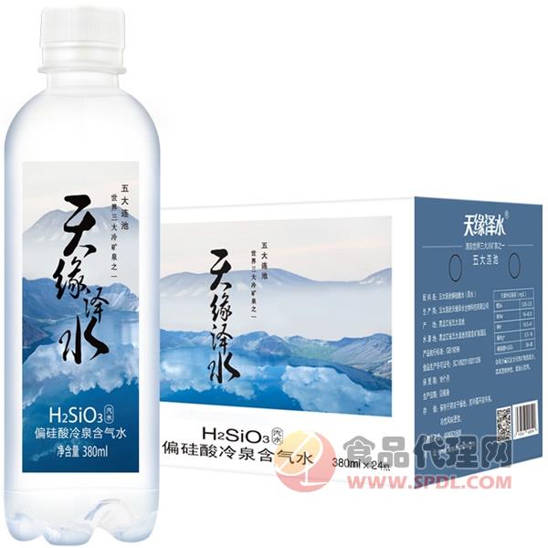 天缘泽水天然偏硅酸冷泉含气水380mlx24瓶