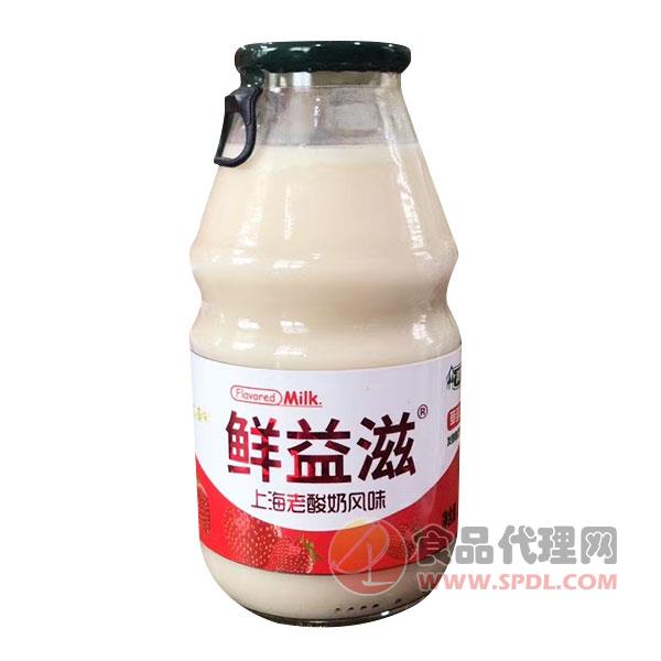 鲜益滋上海老酸奶饮品草莓味瓶装