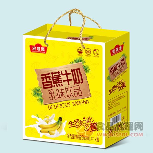 宏晟源香蕉牛奶250mlx12盒