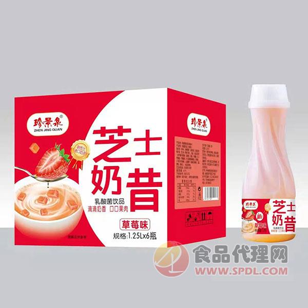 珍景泉芝士奶昔草莓味1.25Lx6瓶