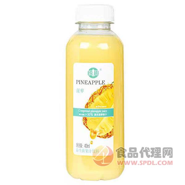 崂趣菠萝益生菌果汁饮料410ml