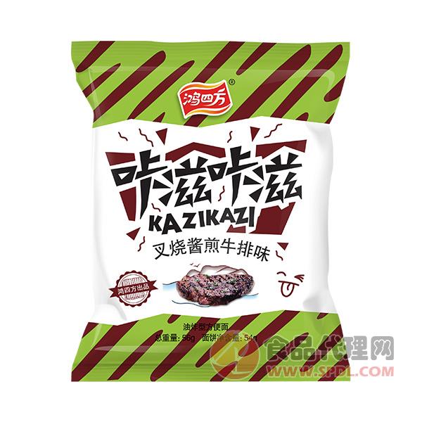 鸿四方咔滋咔滋干脆面叉烧酱煎牛排味56g